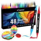 Marcadores de tinta acrílica Pagather 48 cores Dual Tip