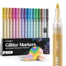 Marcadores JusArt 16 Cores Glitter Ponta Fina 0,7 mm