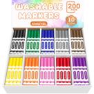 Marcadores laváveis KMUYSL 200 unidades a granel, 10 cores variadas Marcadores laváveis KMUYSL 200 unidades a granel, 10 cores variadas