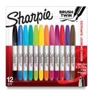 Marcadores permanentes Sharpie Brush Twin Brush/Ultra Fine 12 unidades
