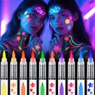 Marcadores UV para rosto e corpo nsxsu Glow in The Dark 10 cores