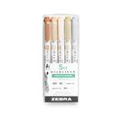 Marcadores Zebra Pen Mildliner - Conjunto com 5 Canetas de Ponta Dupla