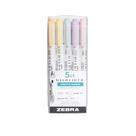 Marcadores Zebra Pen Mildliner - Conjunto com 5 Canetas de Ponta Dupla