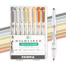 Marcadores Zebra Pen Mildliner de ponta dupla, pacote com 8 cores neutras