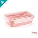 Marmita 900ml c/ Porta Talheres e Travas Pote Reutilizável Micro-ondas Freezer Plástico BPA Free