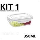 Marmita de Vidro 350ml Potes Hermético KIT 10, 8, 6, 4 e 1 Un Tampa Travas Microondas Freezer Marmita de Vidro 350ml Potes Hermético KIT 10, 8, 6, 4 e 1 Un Tampa Travas Microondas Freezer