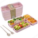 Marmita Ecologica Etilo Japonesa (Bento) Com 3 Compartimentos e Talheres 900ml - Refeição, Treino Marmita Ecologica Etilo Japonesa (Bento) Com 3 Compartimentos e Talheres 900ml - Refeição, Treino