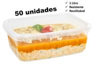 Marmita grande reutilizável resistente transparente 50 unidades freezer microondas 1 litro BP Potes