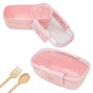 Marmita Pote 650ml Com Tampa Garfo Colher Freezer Micro-ondas Fit Rosa