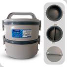 Marmita Térmica Tekcor 1,5L Kit 2 Peças Divisória Alça Trava Soprano Cinza