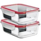 Marmita Vidro Potes Retangular Hermético Kit 2x 1500ml