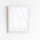 Mármore Branco E Rosa Quadro Moldura Branca 60x40cm