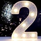 Marquee Light Number 2 Pooqla Silver LED alimentado por bateria