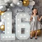 Marquee Numbers imprsv 120 cm de altura, branca, decoração de aniversário de 16 anos Marquee Numbers imprsv 120 cm de altura, branca, decoração de aniversário de 16 anos