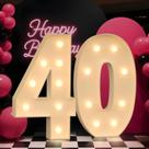 Marquee Numbers Tongjoy Light up 40 para festa de aniversário de 40