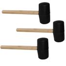 Marreta Martelo Borracha Kit 3 Uni Cabo Taco Ladrilho Cemarica Madeira Piso Montagem Reparo Manutençao Movel Mercenaria