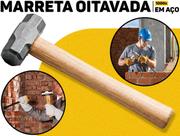 Marreta Oitavada 1Kg Cabo Madeira Envernizado Tramontina P/ Obras E Serviços Pesados Pedreiro Marcenaria Construção Marreta Oitavada 1Kg Cabo Madeira Envernizado Tramontina P/ Obras E Serviços Pesados Pedreiro Marcenaria Construção