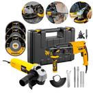 Martelete Rotativo 820W com Esmerilhadeira Angular 115mm e Acessórios Fasterr