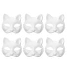 Máscara Cat DIY, pintável, papel em branco, celulose branca, 6 unidades