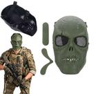 Mascara Caveira Black Skull Airsoft Paintball Cosplay Tatic COR:VERDE MILITAR