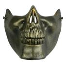 Máscara Caveira Skull Meia Face Metalizada Dourada Festas Air soft Paintball