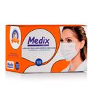 Máscara Cirúrgica Descartável Branca Proteção Tripla com Clips e Elástico cx 50un - Medix