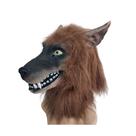 Máscara de animal realista com cabeça de lobo com pele e fantasia de Halloween