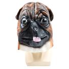 Máscara de cabeça de cachorro Pug, fantasia realista de Halloween para animais