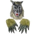 Máscara de cabeça de lobo Horror Devil com luvas para festa de Halloween
