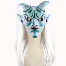 Máscara de cabelo comprido Silver Angle King Latex Full Face Halloween