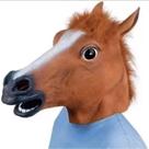 Máscara de Cavalo Realista Marrom Látex com Crina Sintética Fantasia Animal para Carnaval e Blocos