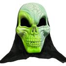 Máscara de caveira em PVC verde de Halloween com design rachado 19x40cm