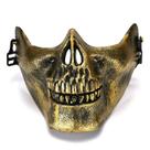 Máscara de caveira, estilo militar, tática, meio PVC, detalhes dourados
