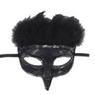 Máscara de cosplay com bico de PVC Black Feathered Raven para Halloween