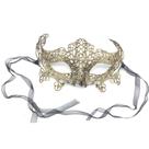 Máscara de cosplay com capa de meia face de renda dourada para festa de Halloween
