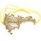 Máscara de cosplay com renda dourada de um olho e meio rosto, adereço de fantasia