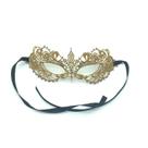 Máscara de cosplay de renda dourada com strass, capa de meia face para festa