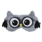 Máscara de dormir de coruja de pelúcia para crianças e adultos, lindo olho de desenho animado
