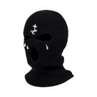 Máscara de Esqui de Inverno com Bordado Cruzado - Balaclava Quente com 3 Furos de Malha
