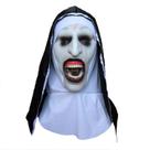 Máscara de freira de terror Halloween, brincadeiras em casa mal-assombrada, látex, branco