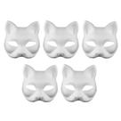Máscara de Gato Meia Face Branca (5 Peças) - DIY, Pintável, Halloween, Anime, Festa