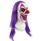 Máscara de Halloween de cabelo comprido roxo palhaço Cosplay Latex 200g