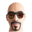 Máscara de homem careca com óculos de sol, látex, traje de cosplay facial completo