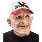 Máscara de homem idoso realista com chapéu de bingo I Love Bingo Cosplay