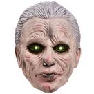 Máscara de látex de Halloween Elderly Wizard com olhos verdes brilhantes