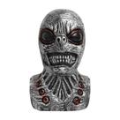 Máscara de látex de rosto inteiro com caveira alienígena verde para Halloween