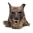 Máscara de lobisomem com cabeça de lobo realista com pele para festa de Halloween