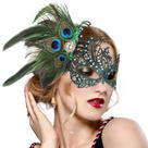 Máscara de máscara de renda Zinniday Peacock Feather para mulheres