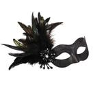 Máscara de máscara emplumada com meia face de PVC de lantejoulas pretas Máscara de máscara emplumada com meia face de PVC de lantejoulas pretas