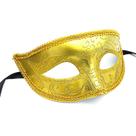 Máscara de meia face veneziana Glitter Gold Trim Swirl Des PVC